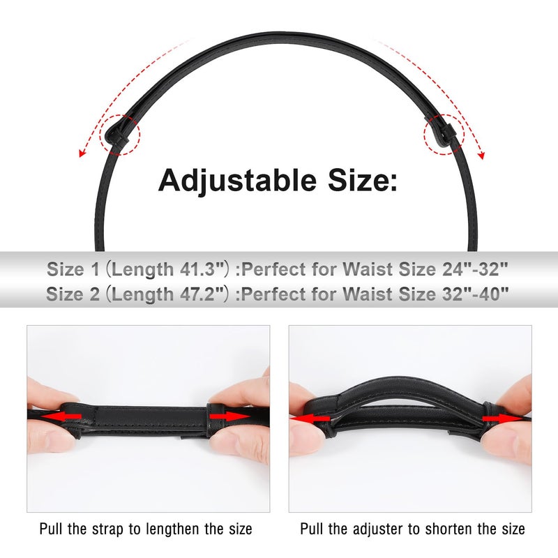 SUOSDEY Western Skinny Leather Belts for Women Adjustable Thin Waist Belt for Dresses with Vintage Buckle - Image 2